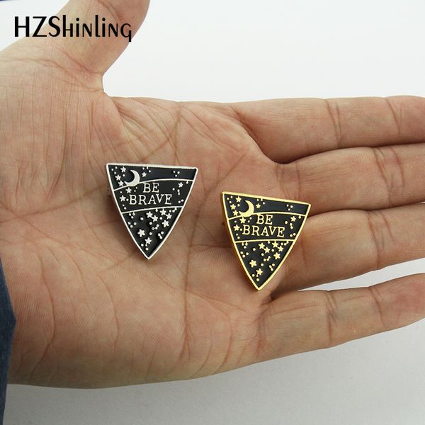 

2019 new be brave enamel pin badge silver gold breastpin moon stars brooches trendy brooch pins gifts friends eb0037, Gray