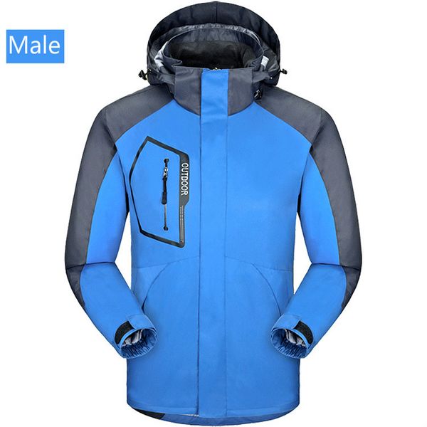 

men's and women's mountaineering wear autumn winter two sets of breathable lovers ski wear windproof waterproof assault jacket, Blue;black