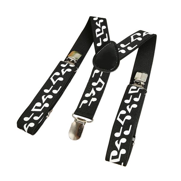 

black & white music notes - funky trendy suspender braces  fits all