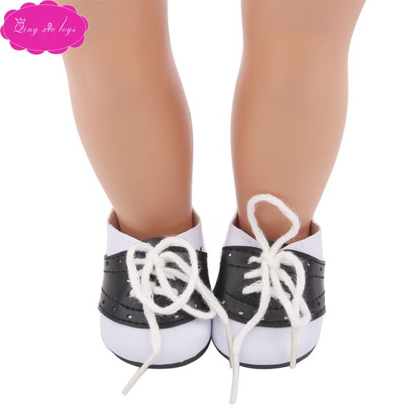 

черно-белые кроссовки на шнуровке, 18-дюймовые американские кукольные туфли