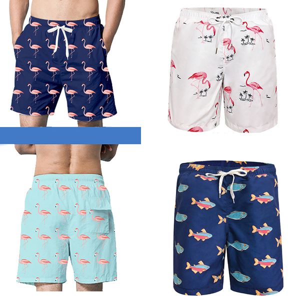

board shorts beach vacation drawstring swim trunks quick dry animal bird fish, White;black