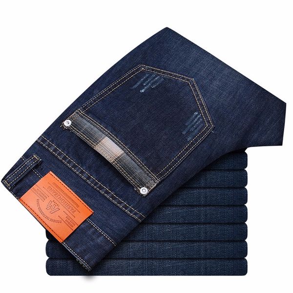 

2019 four seasons new style men's casual slim fit trousers elastic men jeans fashion classic denim skinny jeans men, Blue