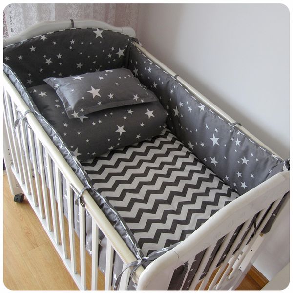

6/9pcs black stars portable baby bedding set nursing pillow cover crib protector crib sheets for baby 120*60/120*70cm