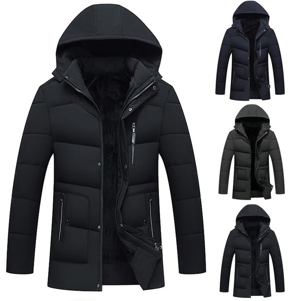 

erkek mont veste homme chaqueta hombre new style for coat men in autumn and winter medium and long thicker cap cotton coat, Black