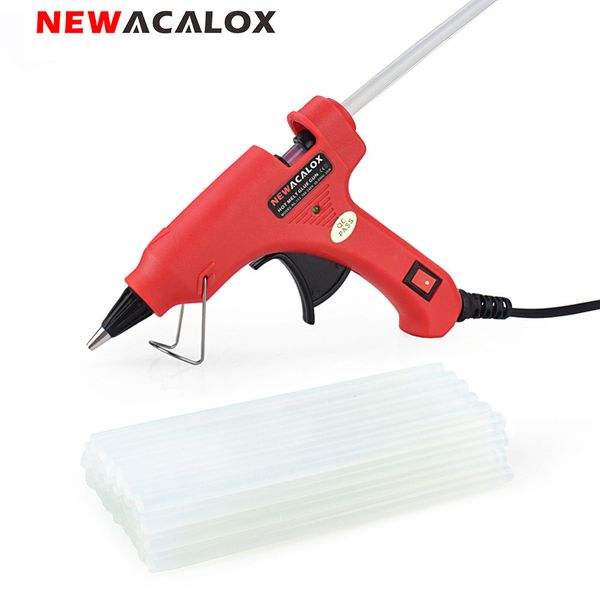 

newacalox 20w eu/us melt glue gun with 20pc 7mm glue stick industrial mini guns thermo electric heat temperature tool