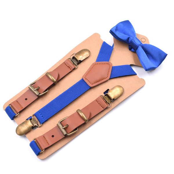 

new children's 3 clip fashion y-shaped strap clip casual suspenders with 2.0 leather bow tie suit fashion personality, Black;white