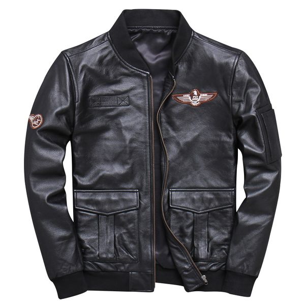 

seveyfan black genuine cowhide leather jacket men slim motorcycle biker real leather jacket for male r3167