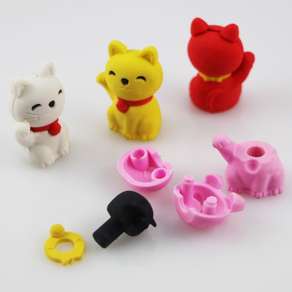 

plutus cat rubber eraser animal removable eraser stationery school supplies apelaria gift toy for kids penil eraser toy gift