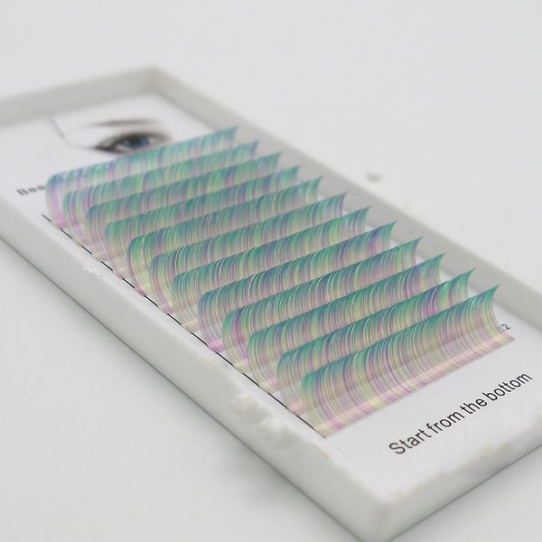 

brand new c / d curl 0.07 / 0.1mm 8-15mm rainbow gradient green eyelash personality color eyelash artificial extension
