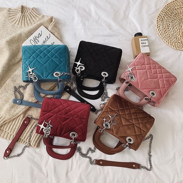 

ladies bag new small square bag shoulder plush light color messenger