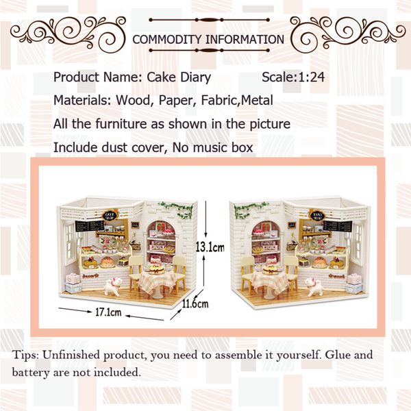 

doll house furniture diy miniature dust cover 3d wooden miniaturas dollhouse toys for children birthday gifts cake diary h14 y200413