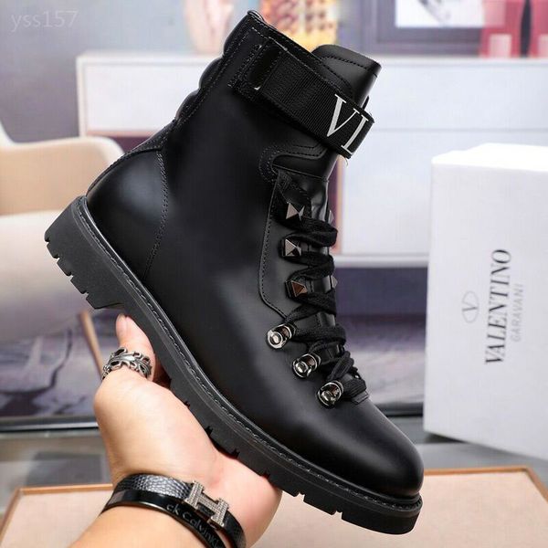

2020 autumn and winter new leisure high boots short boots female martin boots british style fashion thick bottom strap leather knight boot, Black