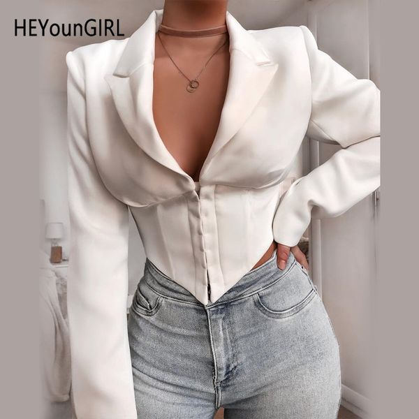 

heyoungirl elegant white cropped jacket ladies harajuku vintage coats and jackets women casual overcoat streetwear autumn winter, Black;brown