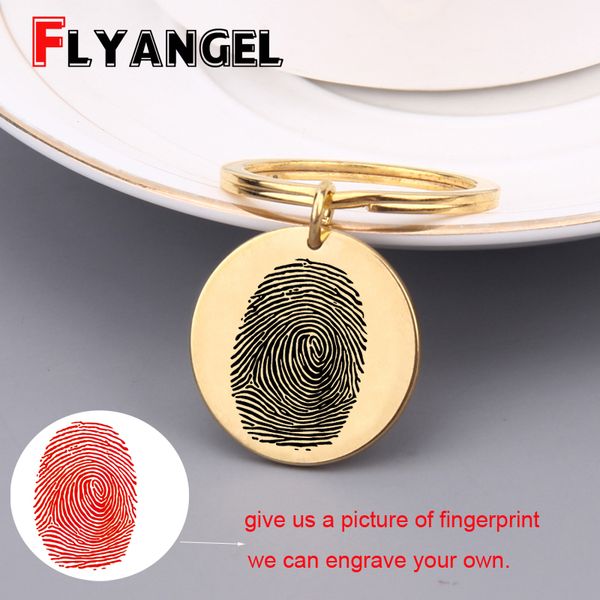 

engrave true fingerprint key holder gift for family friend custom true fingerprint keychians fashion simple bag charm gifts, Silver