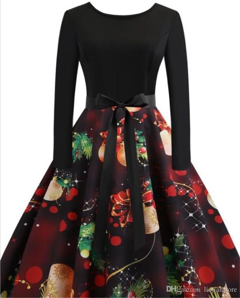 

spring female floral printed dress women crew neck panelled dresses luxury ladies holidays fashion designer long sleeve clothing, Black;gray