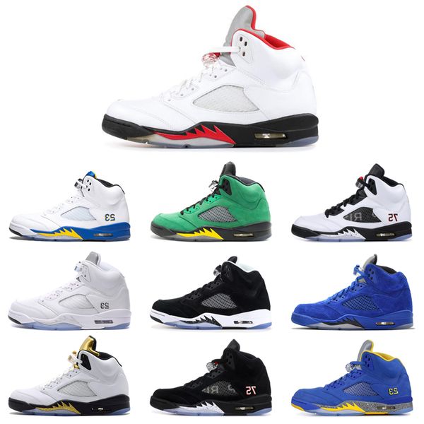 

men basketball shoes 5 5s og fire red silver black metallic suede blue white cement wings mens trainer sports sneakers 7-13