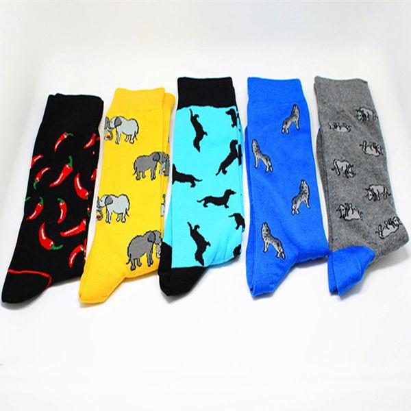 

cartoon dolphin lobster dragonfly elephant tiger socks whale knee-high sock pepper bird fish fruit geometric pattern, Black