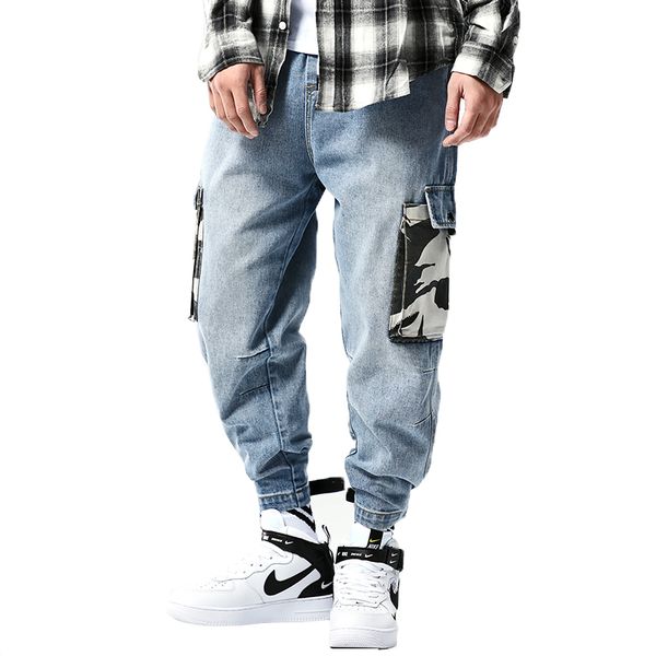 

2019 men denim jeans mens harem pants male vintage camo trousers skinny jeans man pantalones hombre hip hop men s-4xl, Blue