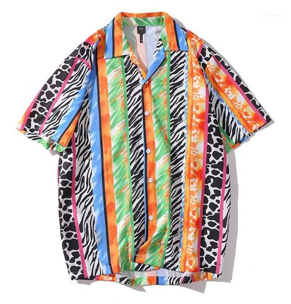 

shirts casual males clothing mulit print mens casual shirts fashion summer short sleeve mens deisgner beach, White;black