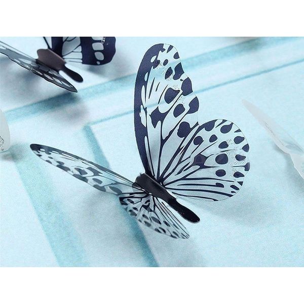 

36 pcs 3d black white butterfly sticker art wall decal mural home decoration kids rooms party wedding decor wall stickers