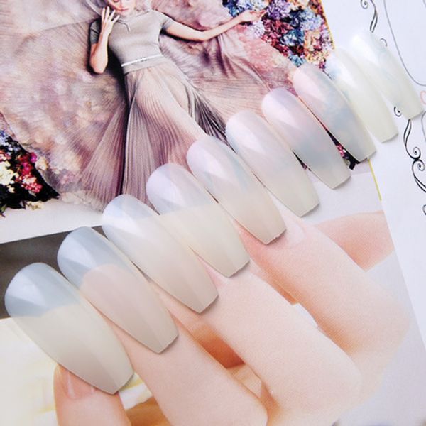 Heißer 600PCS Lange Ballerina Halb Nagel Tipps Klar Sarg Falsche Nägel ABS Künstliche DIY Falsche Gefälschte UV Gel Nagel kunst Tipps Hohe Qualität