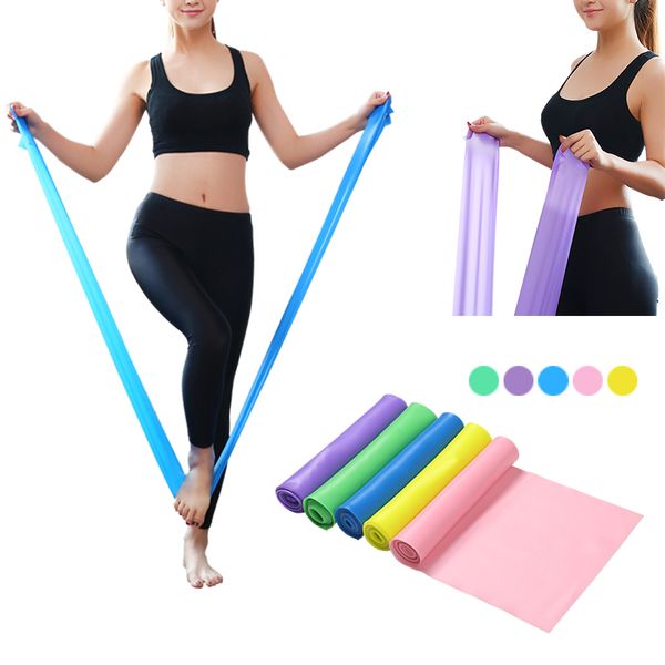 

gym equipment 1.5m yoga pilates rubber stretch strap yoga resistance bands elastic sports bands exercise strap fitness belt