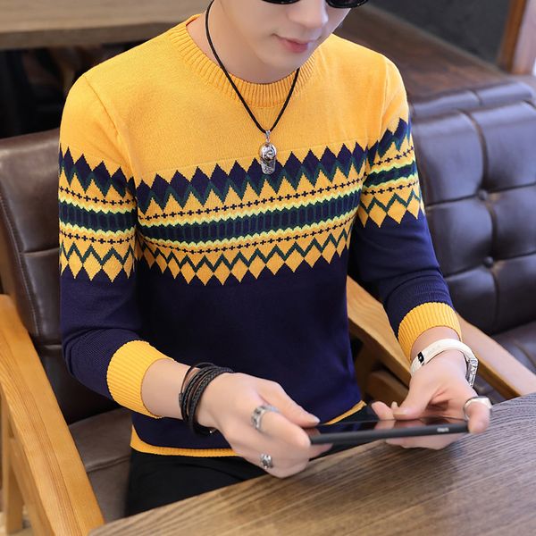 

2019 sweaters men new fashion casual o-neck slim male knitted quality mens autumn winter sweaters and pullovers men clothing, White;black