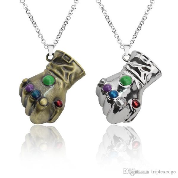 

avengers thanos infinite gemstone glove pendant necklace europe and the united states movie surrounding men's fashion accessories, Silver