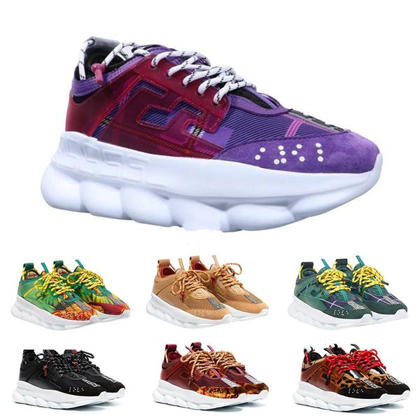 

With Box and Dust Bag Classic Chain Reaction Mens Womens Designer Sneakers Link-Embossed Sole Fashion Luxury Medusa Casual Shoes Trainers