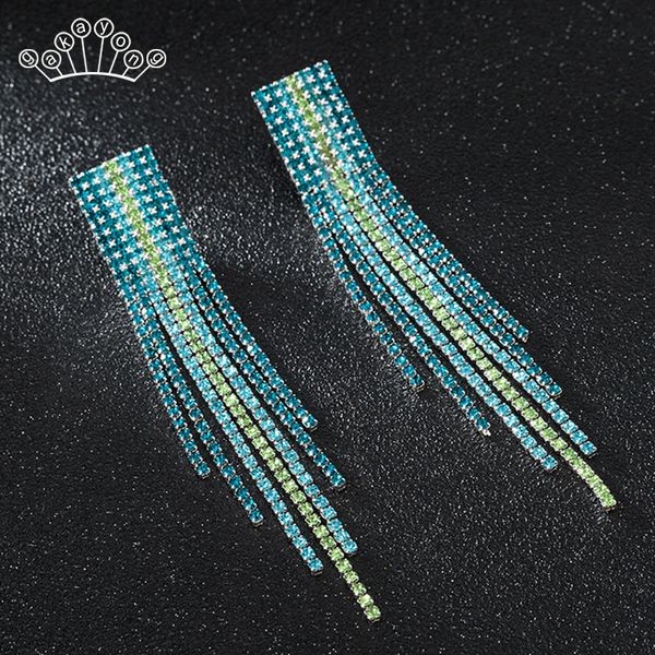

charm wedding long tassel crystal earrings for women statement earrings jewelry party prom korean earrings jewelry gift, Silver