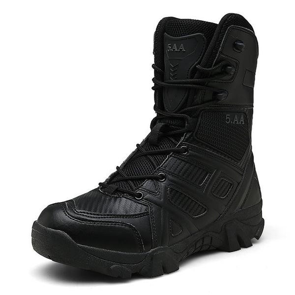 

vancat men brand military leather special force tactical desert combat men's outdoor shoes ankle boots y200506, Black