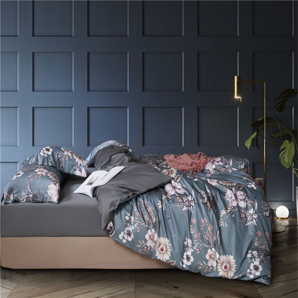 King Queen Twin Size Vintage Floral Leaves Duvet Cover Set Luxury