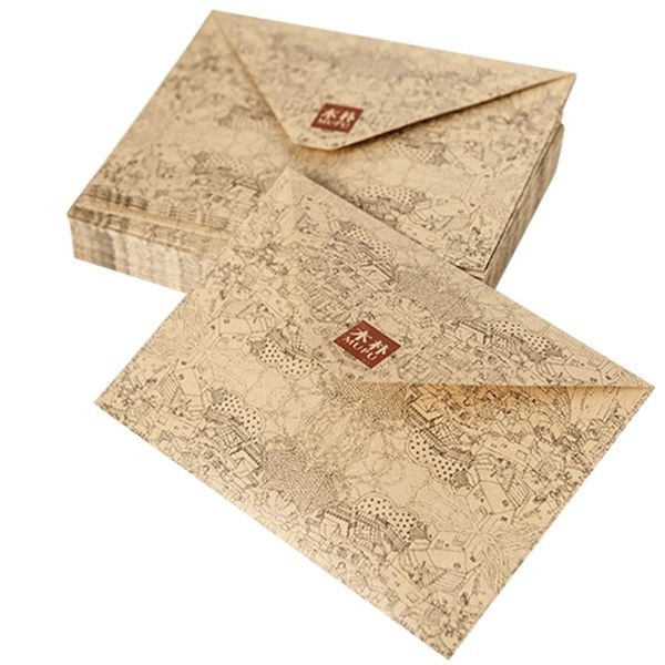 

10 pcs/lot vintage kraft envelope postcards greeting card cover brown kraft envelopes stationery zakka school supplies