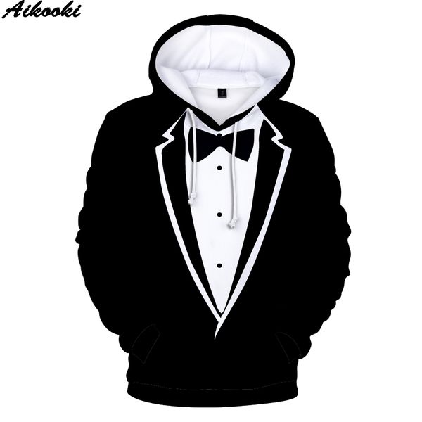 

fake suit tie 3d hoodies mens street wear funny clothing hoodie 3d suit tie hoodies men women pullovers casual, Black