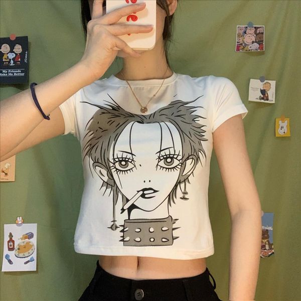 

чистого хлопок коротких футболки топа пупок коротких рукава рубашки женских утечки пупок плотно высокая талия сексуальной белой верхней одеж, White