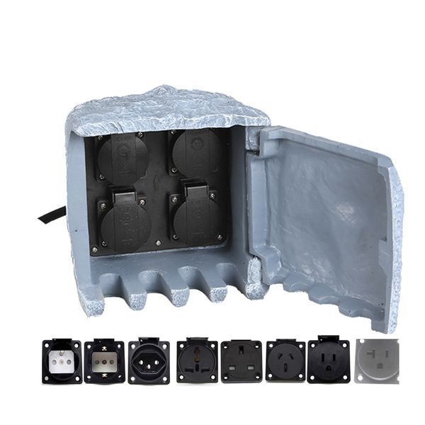 

outdoor garden resin electrical power sockets outlet box waterproof stone-looking