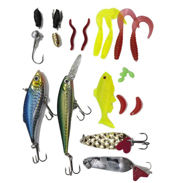 

21pcs/set fishing lure set with box vib sequin soft fishing bait freshwater bionic lure gear accessories
