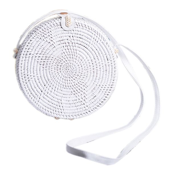

summer white rattan bag round straw bag handbags women handmade woven beach circle handwoven round retro