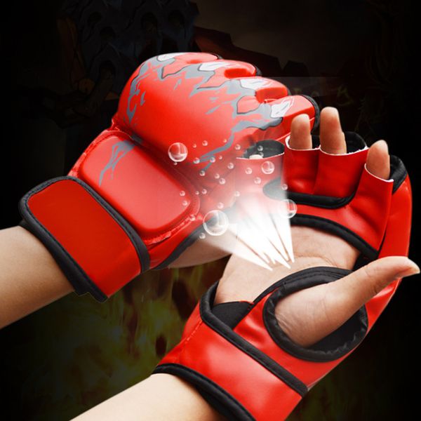 

women men thickened boxing gloves half finger sanda punching professional combat muay thai kick boxing gloves