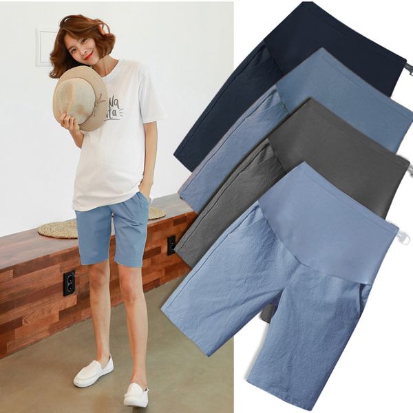 

5006# 1/2 Length Thin Cotton Linen Maternity Short Pants Summer Fashion Shorts Clothes for Pregnant Women Casual Belly Pregnancy