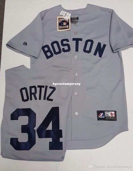 

david ortiz #34 grey throwback jersey new majestic stitched baseball jerseys, Black;blue