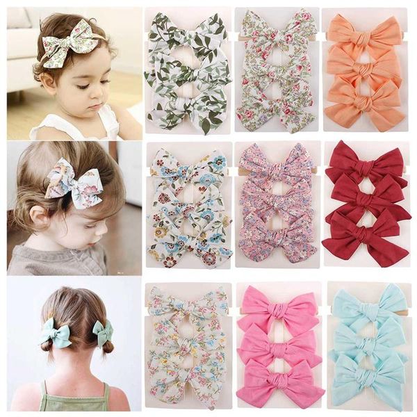 

baby girls floral bowknot headband kids flower bow hairband children cotton hair band elastic headwear 3pcs/set, Slivery;white