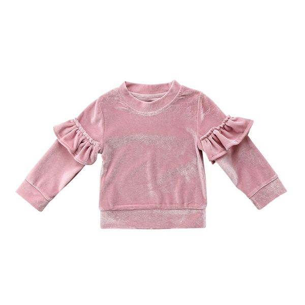 

дети дети девочка velvet руно топы оборок толстовка jumper малыш прелестного ребенок девушка с длинным рукавом толстовка velvet, Black