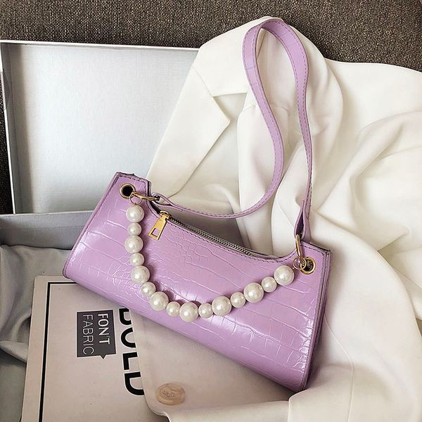 

vintage pu leather women underarm baguette bag fashion ladies chain purse handbags solid color aii match girls shoulder bag