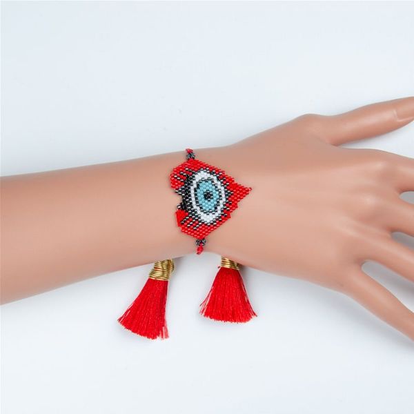 

couple bracelets new ethnic style hand-woven eyes rice beads bracelet n84d, White