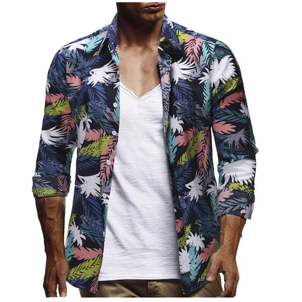 

2019 camisa masculina camisas hombre fashion men's casual button hawaii print beach short sleeve quick dry blouse men shirt, White;black
