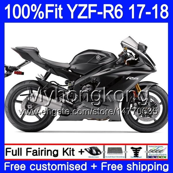 Einspritzset für Yamaha YZF600 YZF R6 YZF 600 YZF-R6 Rahmen in glänzendem Schwarz 17 18 248HM.25 YZF R 6 YZF-600 YZFR6 2017 2018 Verkleidungskörper + 7 Geschenke