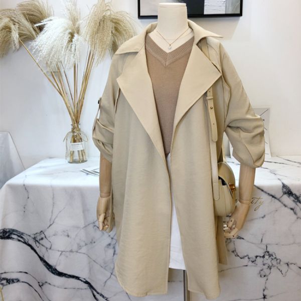 

autumn new korean version temperament windbreaker women medium and long female trenchs lady, Tan;black