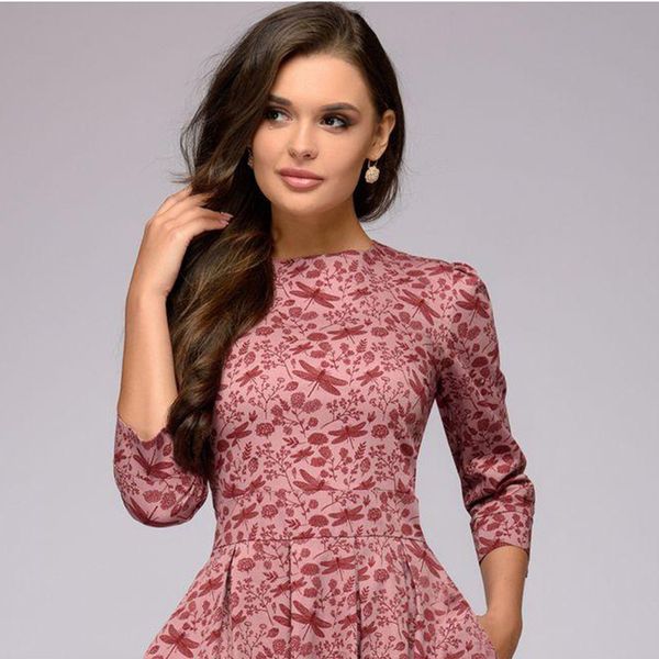 

элегантное вечернее женское платье a- печать тонкий платье с семью рукавами и не мешок, Black;gray