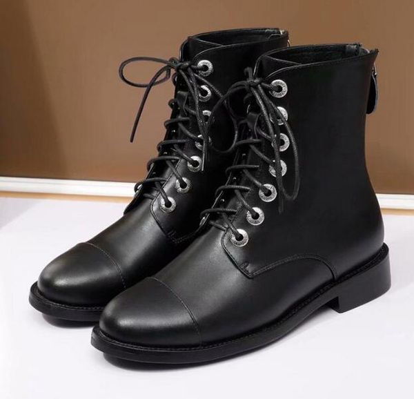 

[orignal box] luxury new womens martin snow winter ankle lace up low heel boots size 35-41, Black